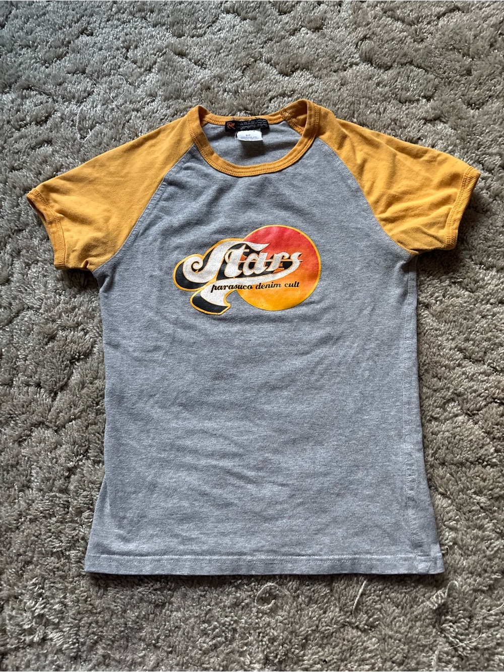 Vintage Parasuco Grey and Yellow Raglan Tee